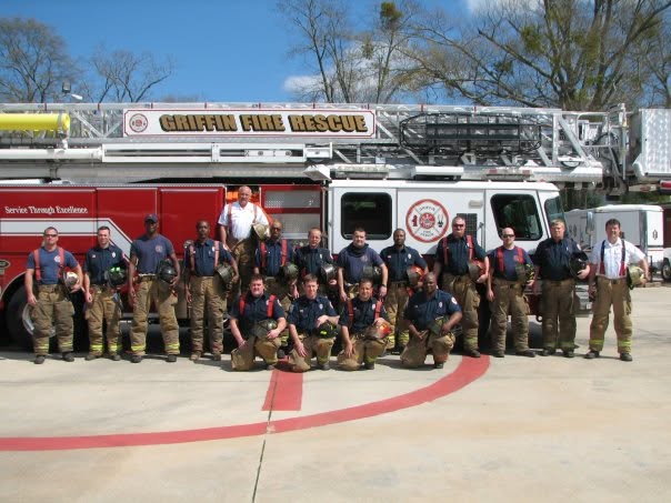 Rick with fellow Griffin Fire Rescue personnel during his years as a firefighter
